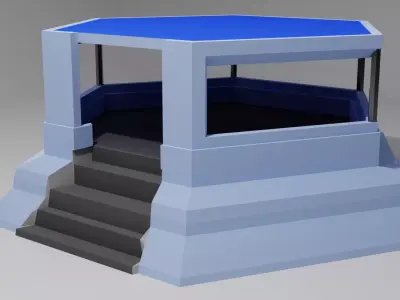 Low-Poly Bunker octagon shaped structure with stairs Free low-poly 3D model