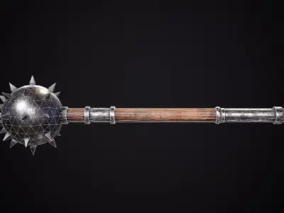 Game Ready Morning Star Mace Low Poly PBR Low-poly 3D model