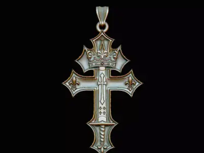 Cross Iris design warrior strong power baroque antique medieval  3D print model