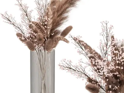 Decorative pampas bouquet 3D model