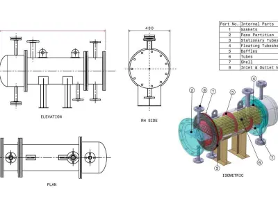 Floating Head Type Heat Exchanger  3D model
