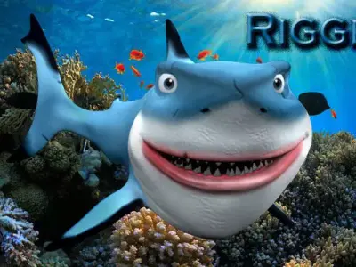 Cartoon blue shark Low-poly 3D model