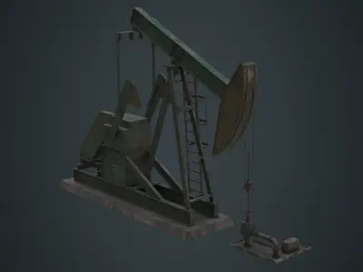Oil Pumpjack 1B Low-poly 3D model