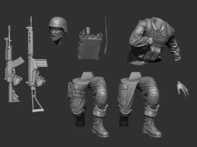 RADIO OPERATOR SOLDIER 3D print model