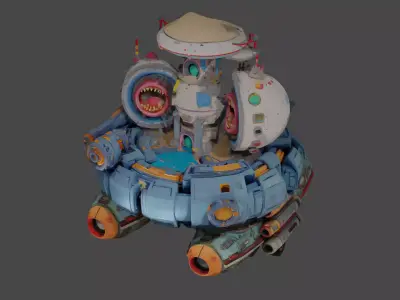 Vorath Prime   Bio Mechanical Space Station 3D model