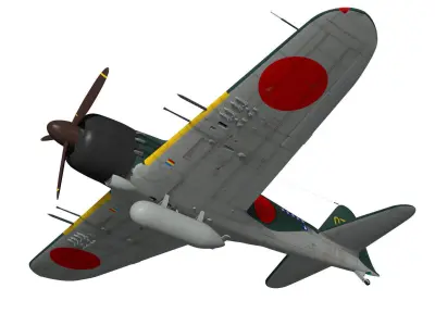 A6M5c Zero fighter Type 52 hei 3D model