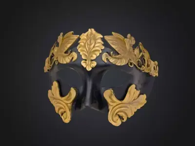 Rome Half Face Mask - Eternal City Medieval Embroidered Mask 3D print model