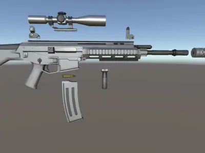 Low Poly Weapons gun with scope Low-poly 3D model