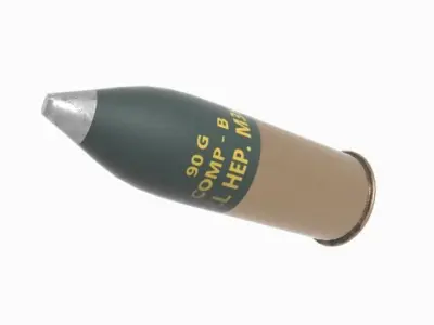 artilerlli projectile Low-poly 3D model