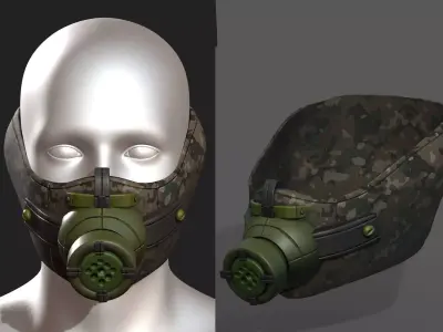 Gas mask respirator scifi futuristic 3d  Low-poly 3D model