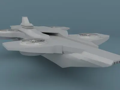 Helicarrier spaceship with two propellers 3D model