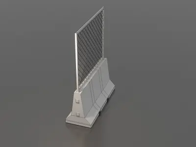 Concrete barrier  Low-poly 3D model 2