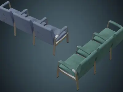 Waiting Chair 1B Low-poly 3D model