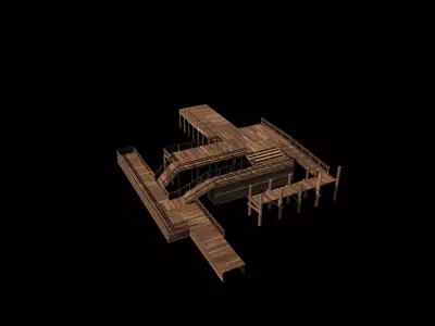 Modular Wood Walkway  3D model
