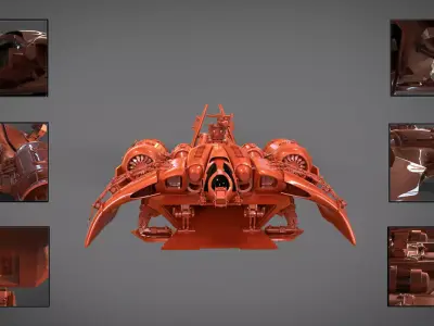 Dropship spaceship with different views 3D model