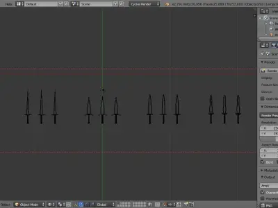 Daggers three knives Low-poly 3D model