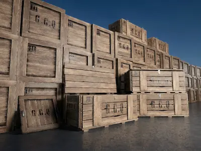 Wooden boxes Low-poly 3D model buy