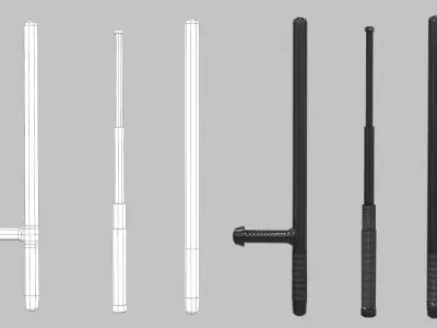 3 Batons Pack 1 Plus 1 Game ready Low Poly Low-poly 3D model