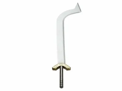 Curved sword 7 Low-poly 3D model