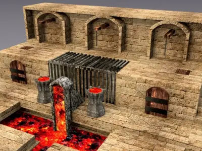 dungeon and temple  Low-poly 3D model
