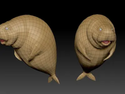 Dugong manatee Low-poly 3D model