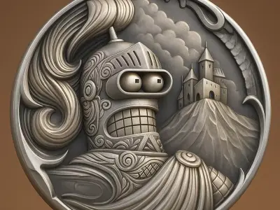 Bender Cartoon Coin Pendant 3D print model