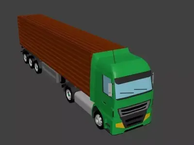 Container truck lowpoly Low-poly 3D model