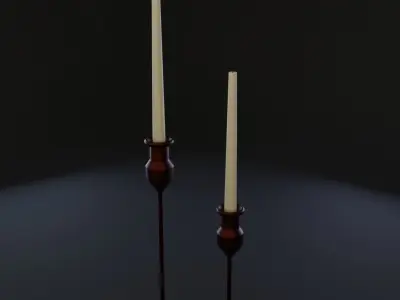 Copper candleholders - PBR Game-Ready model Low-poly 3D model