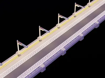 Sci-fi Modular Uncovered Elevated Walkway  3D model