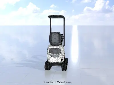 Mini-Digger White Low-poly 3D model