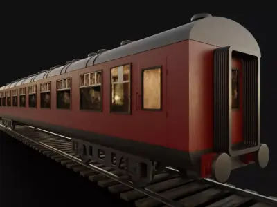 Rail train wagon compartment coach interior hogwarts express Low-poly 3D model