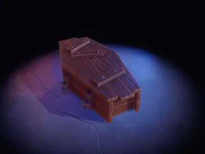 Stylized Coffin Low-poly 3D model purchase