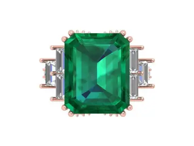 Emerald Art Deco Ring 3D print model