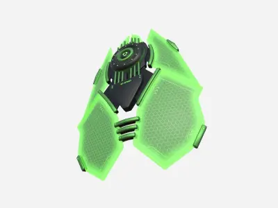SciFi Shield A03 Black Green - Sci Fi Weapon Design Low-poly 3D model