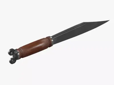 Sea Knife Wooden Handle Low-poly 3D model