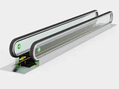 Modern Airport Moving Walkway And Horizontal Travelator Set Low-poly 3D model