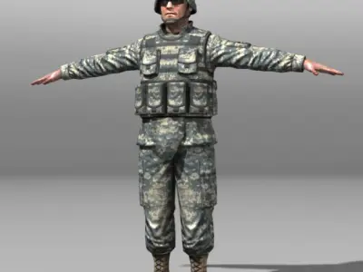Modern Soldiers Us Soldier 1 and M4 Low-poly 3D model