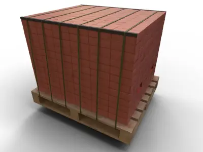 Pallet of bricks Low-poly 3D model