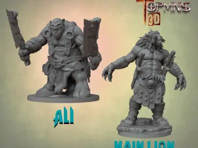 MEN LION AND PIG  3D print model