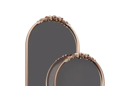ROSETTE ARCHED DRESSER AND ROUND MIRROR  3D model