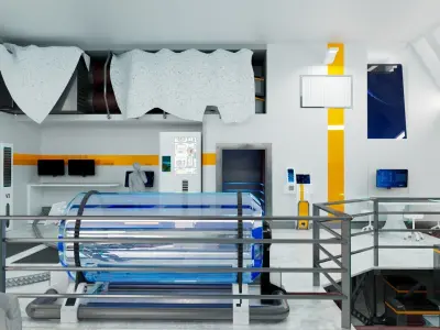 Modular SCI-FI Interior Serie B engineering room 3D model