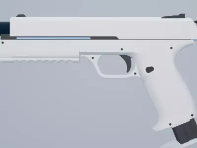 Futuristic Sci-Fi Pistol Hand Gun Animation Game Ready Low-poly 3D model