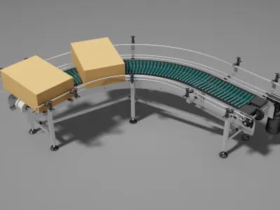 Curved  belt conveyor 3D model