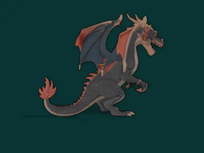 Cartoon evil dragon Low-poly 3D model