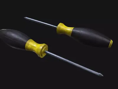Screwdriver Low-poly 3D model 2