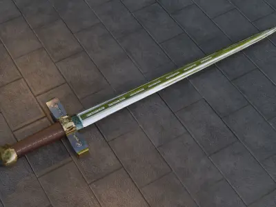 Medieval Sword Low-poly 3D model 6