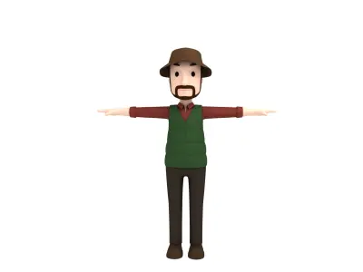 CartoonMan027 Camping Man 3D model