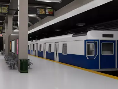 Subway Station and Train Interior 3D model