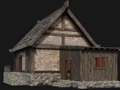 Old House Building 4K Textures GameReady 199 Low-poly 3D model