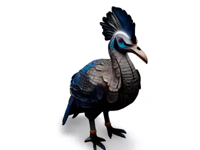 Stylized Robotic Crane Bird Model Low-poly 3D model